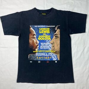 Vtg Lennox Lewis Vs Andrew Golota Mens Boxing T-Shirt Small 90s Black Faded B3